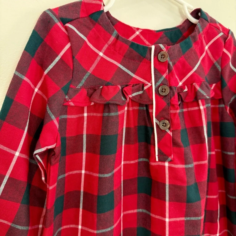 EUC GIRLS SIZE 4 DISNEY OFFICIAL MINNIE MOUSE HOLIDAY PLAID FLANNEL NIGHTSHIRT